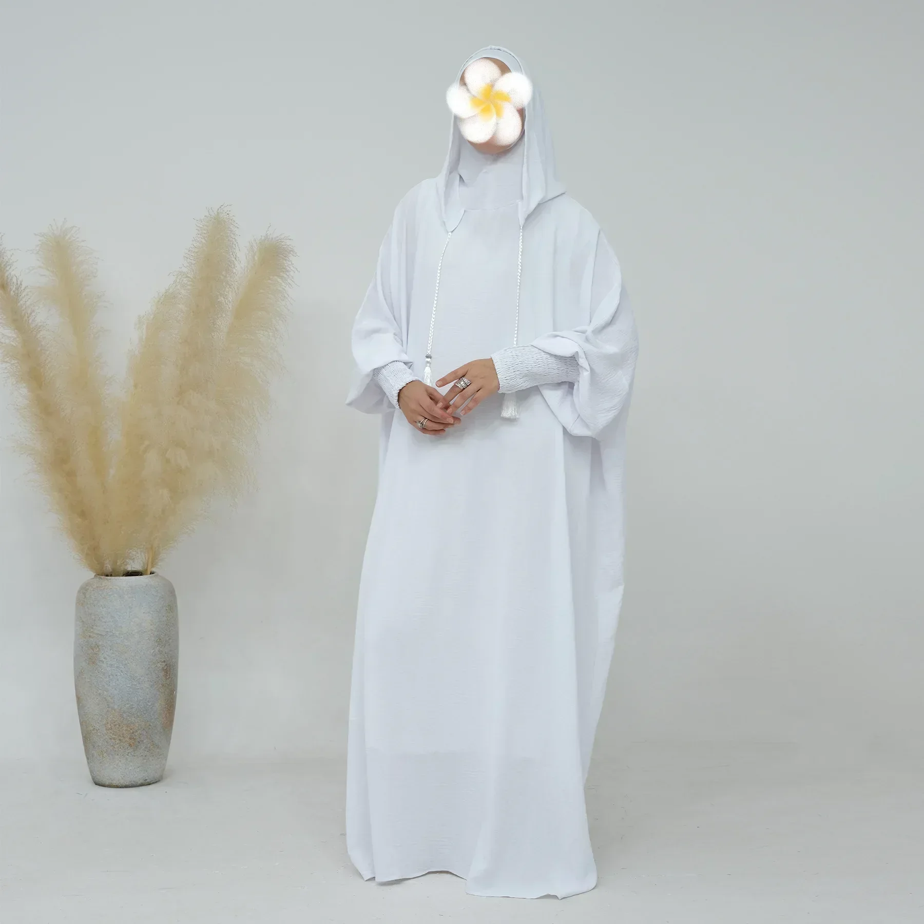 Ramadan Eid Kap Abaya met Hoed Kwasten Dubai Turkije Islamitische Moslim Jurk Gebed Kleding Abaya voor Vrouwen Kaftan Gewaad Niqab