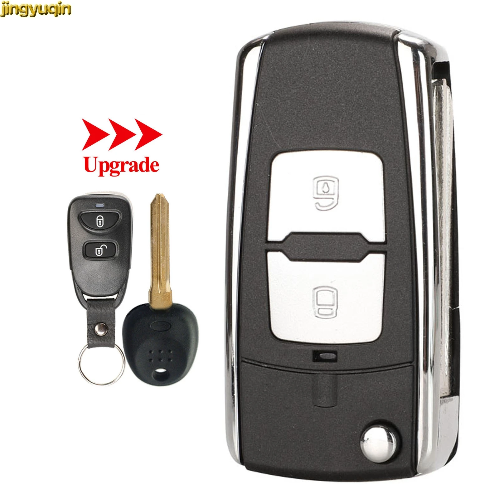 

Jingyuqin Remote Car Key Fob Shell For Hyundai Elantra Ix35 Sonata Tucson Kia Carnival Rondo7 Optima 2 Buttons Right Blade