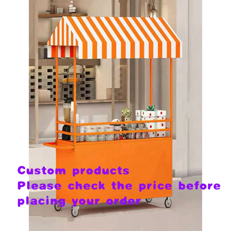custom.Iron Night Market Mobile Powder Sales Promotion Outdoor Snack Stall Display Stand Push-Pull