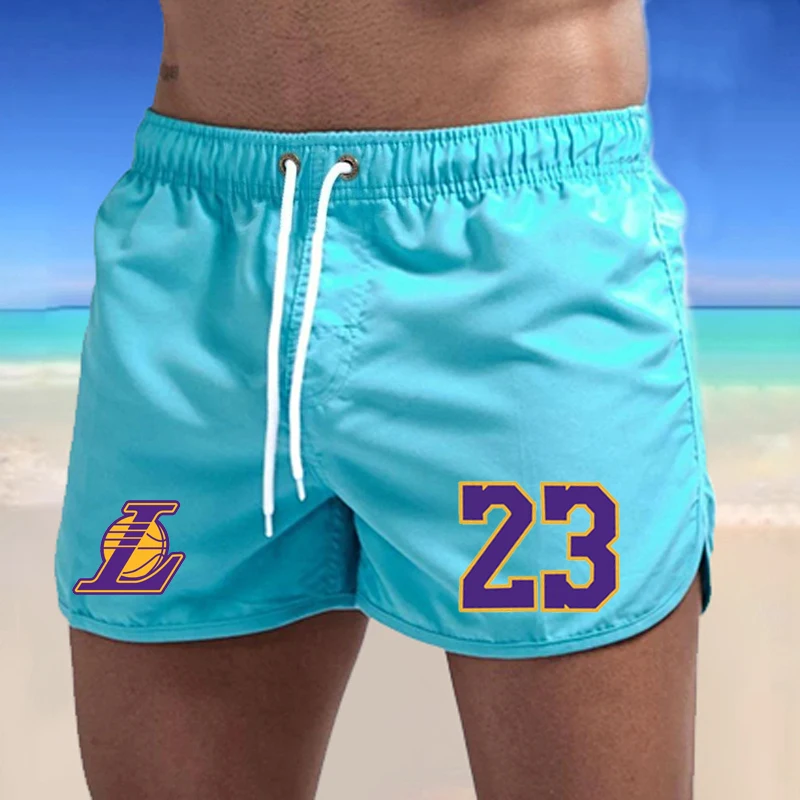 Verão masculino de alta qualidade casual esportes shorts malha respirável secagem rápida surf praia cintura elástica shorts S-3XL