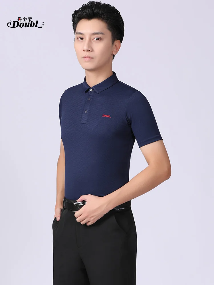 

2025 Men's Latin Dance Shirt Collar Short-sleeved Ballroom Dance Costume Modern Dance Practice Clothes
