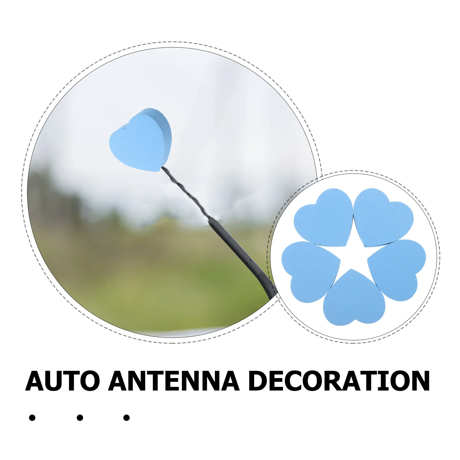 5Pcs Heart Shaped Car Antenna Topper Love Decoration Vehicle Roof Ornament Universal Fit Suv Truck Sedan Wedding Car Accessories