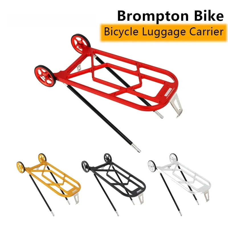 

Folding Bike Rear Rack for Brompton – Aluminum Alloy Luggage Carrier with Easy Wheels, Lightweight Bicycle Rear Shelf