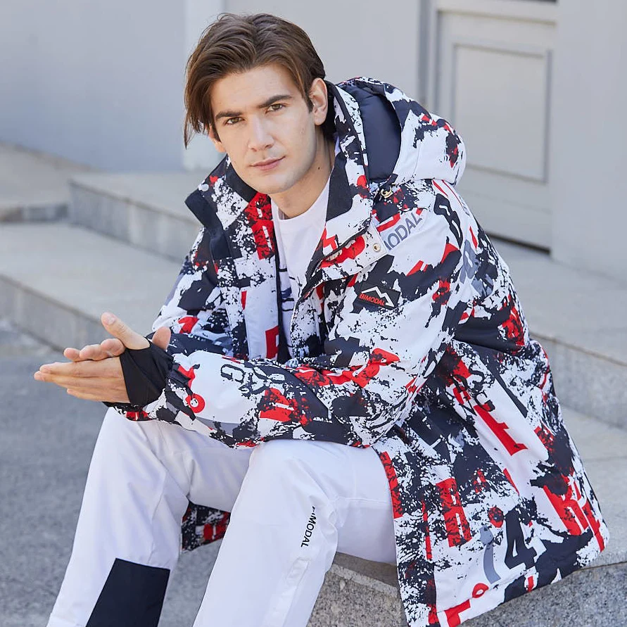 

Зимняя уличная мужская лыжная одежда до 30 градусов, трендовая лыжная куртка с капюшоном, брюки, водонепроницаемое зимнее пальто, лыжное снаряжение, мужской костюм для сноуборда