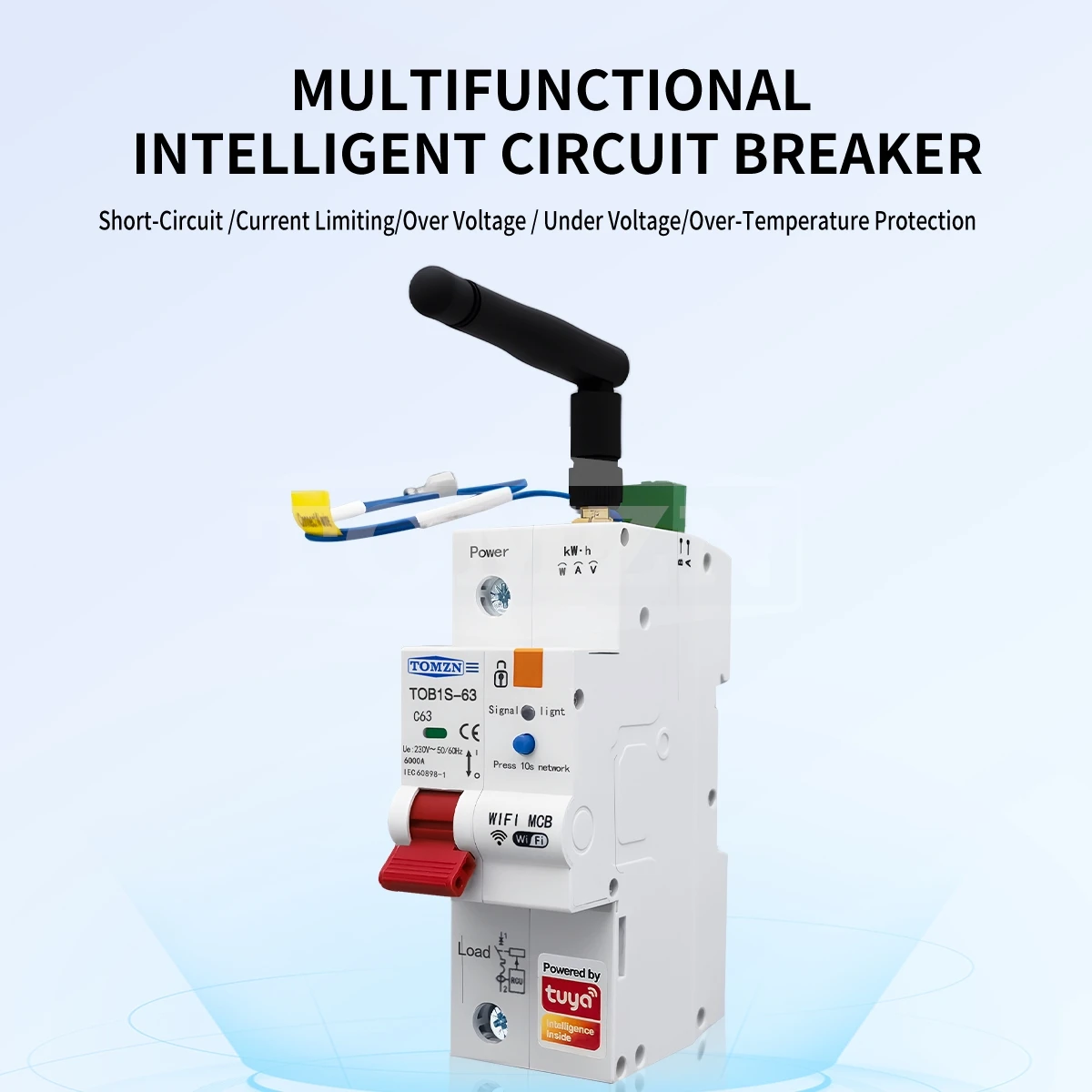 WIFI Smart Circuit Breaker TOB1S 63A Short-Circuit Protection Prepayment Tomzn Official Over and Under Voltage Protection 220V