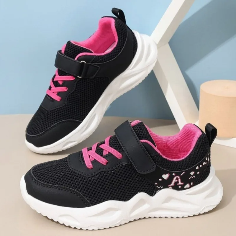 Chaussures de course respirantes à l'offre elles légères pour enfants, chaussures de sport décontractées, chaussures en maille pour filles, taille moyenne, nouvelle mode, printemps 2025