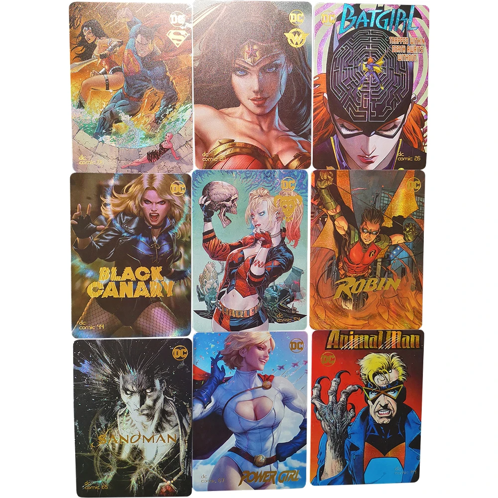 

9Pcs/set DC Super Hero Seventh Set Hot Stamping Flash Cards Rare Card Classic Anime Game Collection Cards Diy Gift Toys