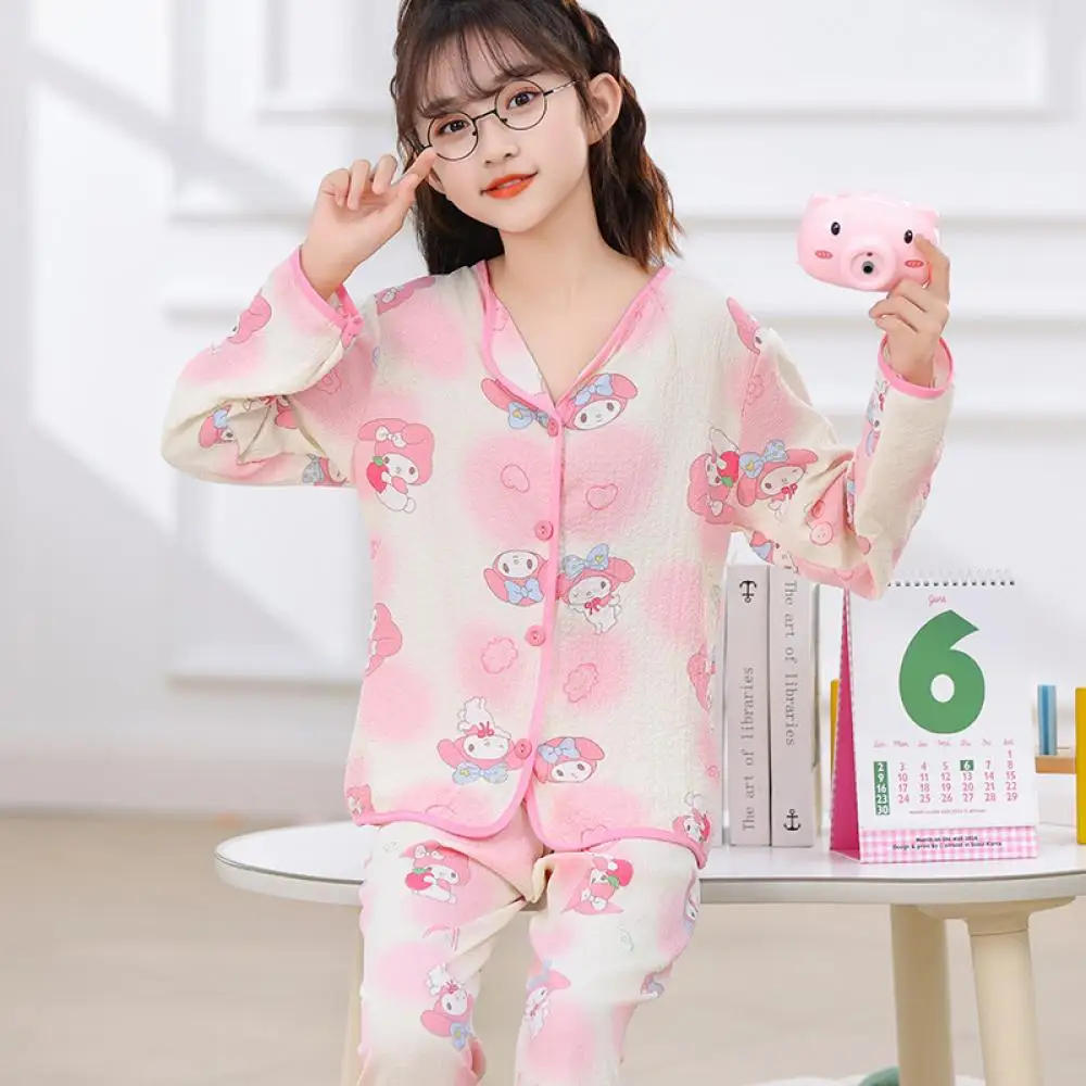

Hello Kitty Cartoon Children's Girls Pajamas Summer Thin Cinnamoroll Sanrio Anime Male and Female Children Fashion Home Wear