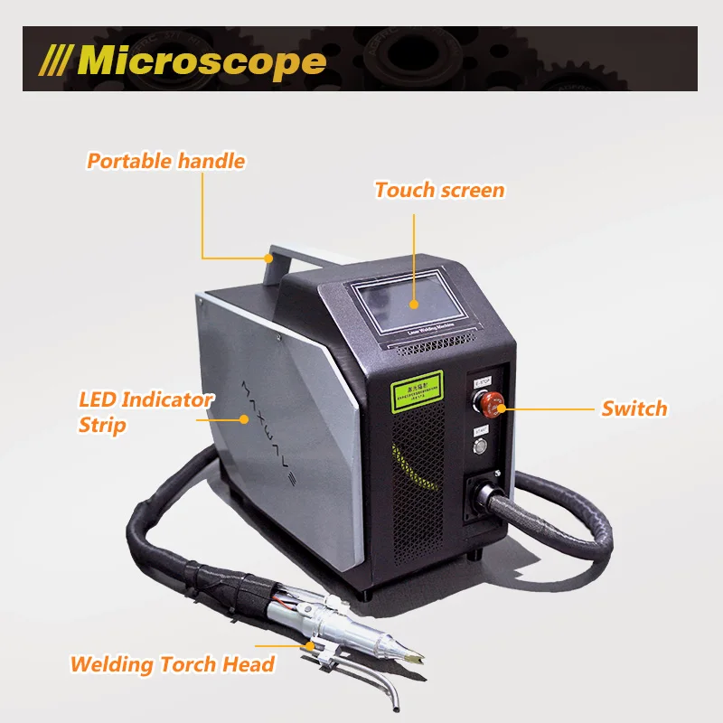 QCW Handheld Welding Equipment for Thin Sheet Laser Welding with Front Display Panel, Emergency Stop Button and Carry Handle
