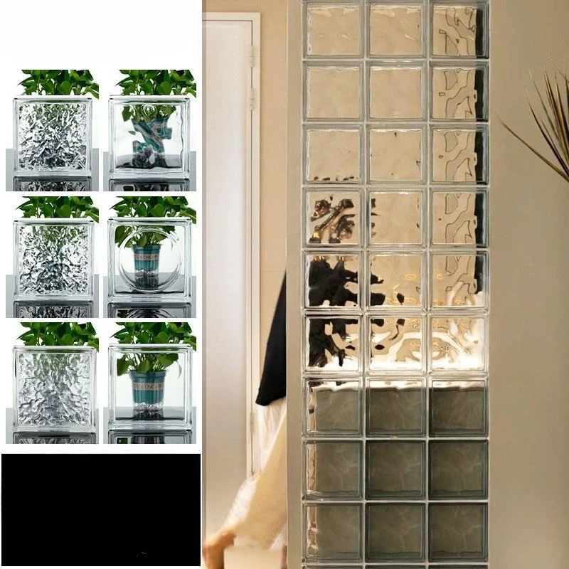 Ultra-white Ice Crystal Pattern Glass Brick Crystal Brick Transparent Bathroom Partition Wall Living Room Screen Hollow Glass So