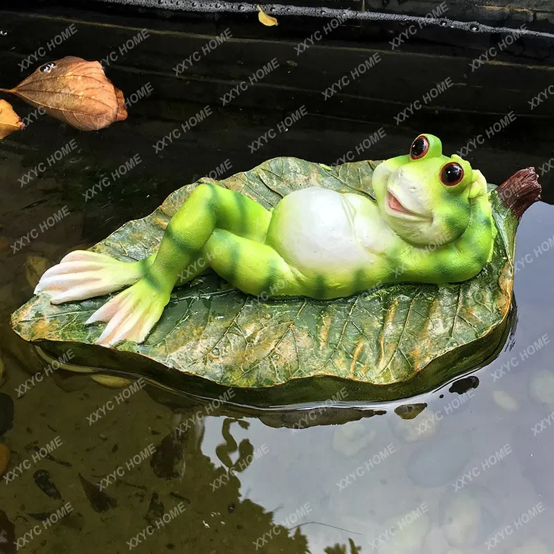 Water Tank Landscape Fish Tank Fish Pond Decoration Outdoor Garden Creative Simulation Duck Frog Flowing Water FloatingOrnaments