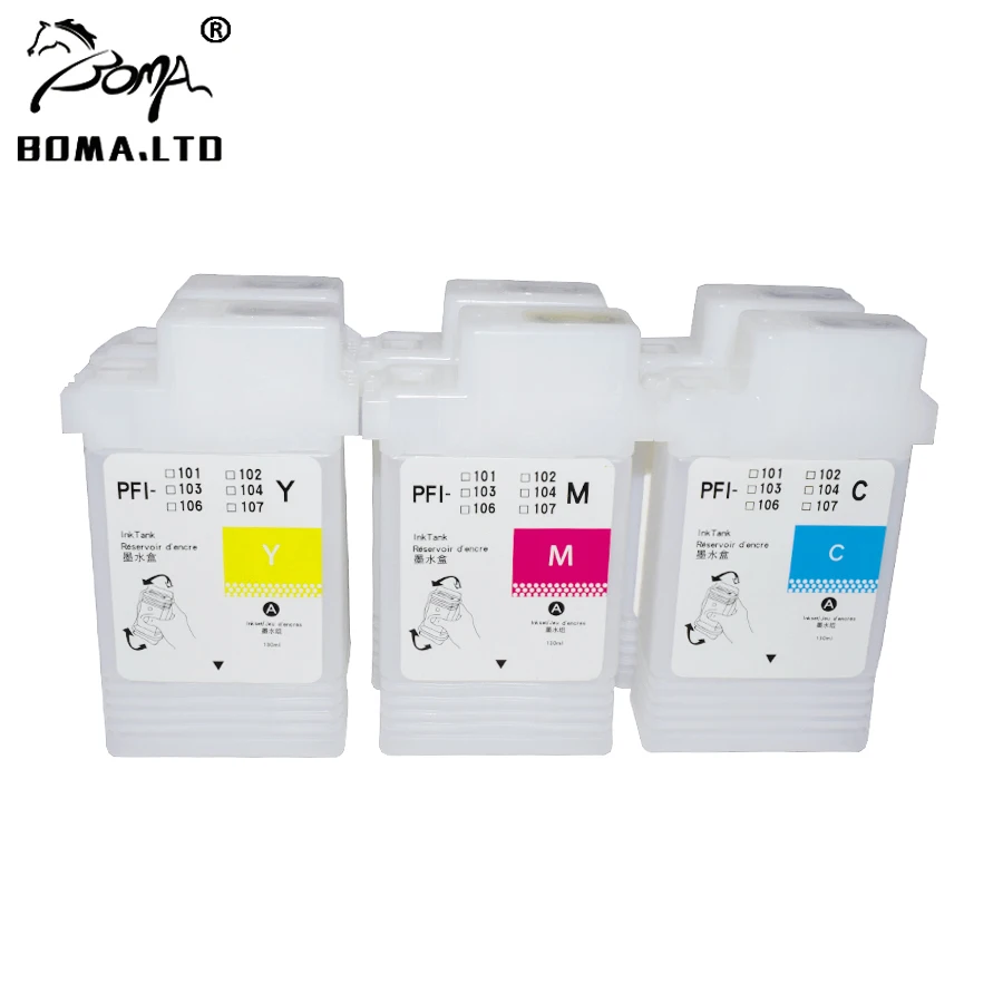 6 Pieces 130ml For Canon PFI 102 Refill Ink Cartridge For Canon iPF650 iPF655 iPF750 iPF755 iPF760 iPF765 With Chips