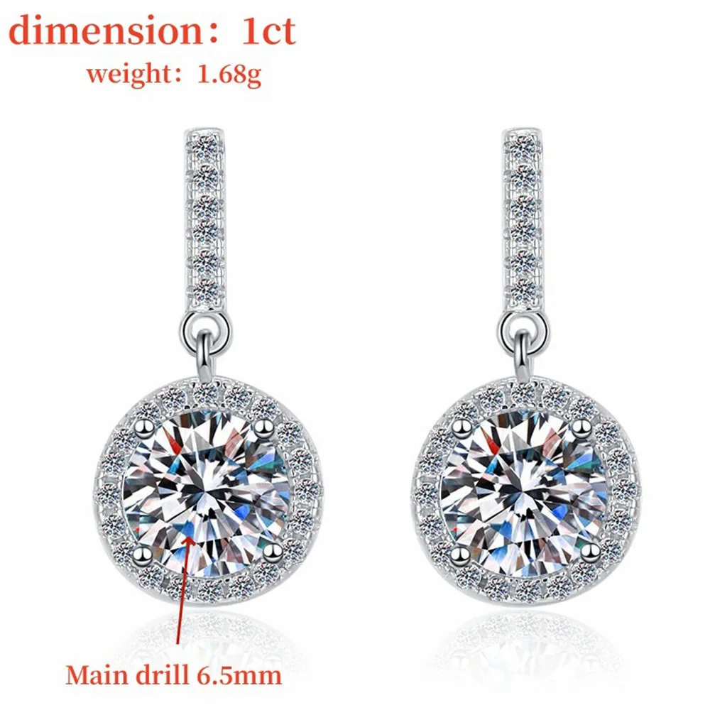 Ultra Flash 0.5-2CT Moissanite Earrings S925 Sterling Silver Ear Stud for Woman Birthday Mother's Day Party Jewelry Gift