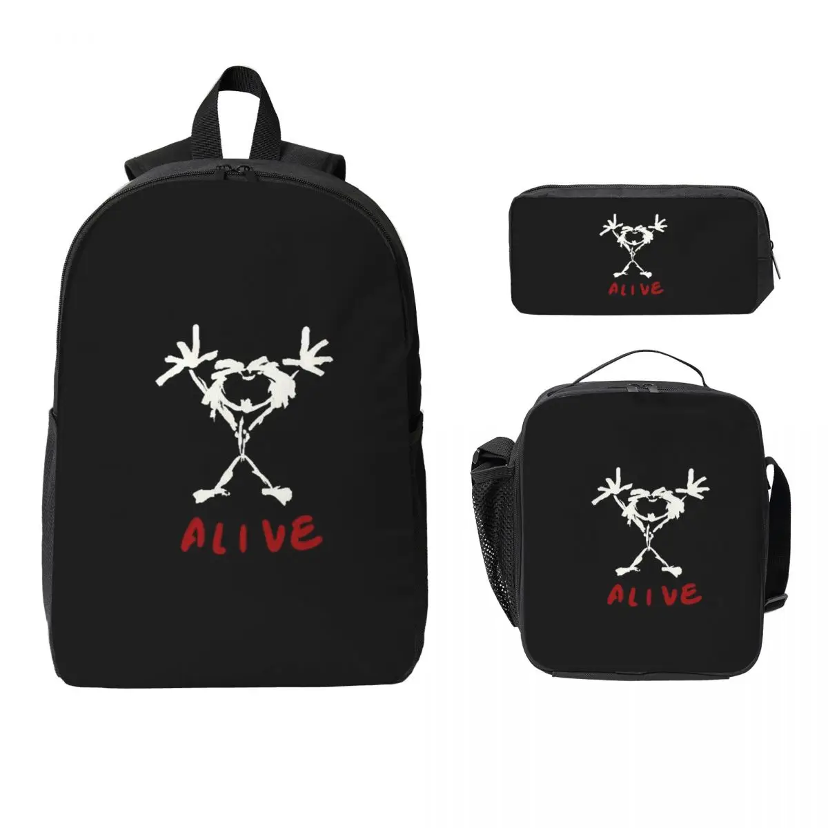 

Рюкзак Alive Pearls Jam, студенческая сумка для книг для мальчиков и девочек, школьная сумка, сумки на плечо для ноутбука, изолированная сумка для обеда 3 шт., пенал