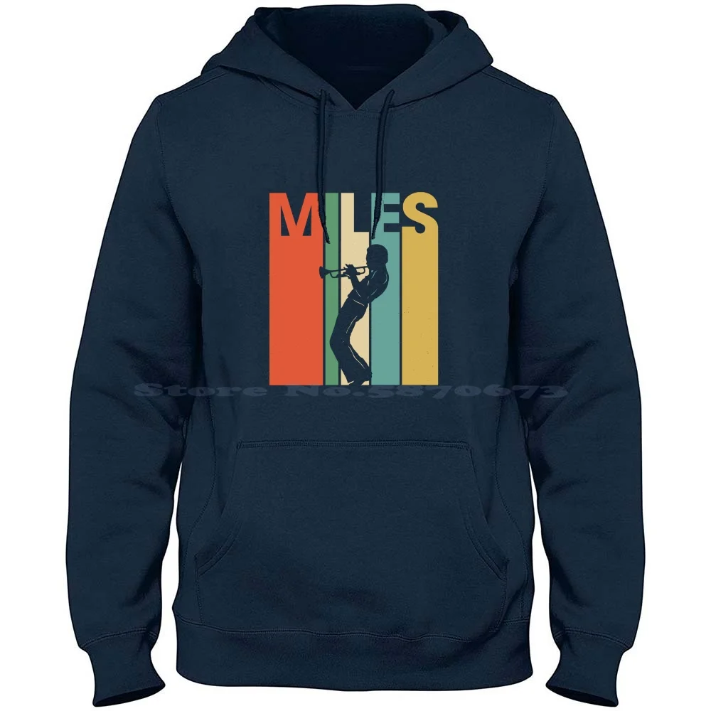 Retro Miles Davis Trumpet Blue Music Gift 100% Cotton Hoodie T Shirt Miles Davis Trumpet Blue Music Jazz Saxophone Musician