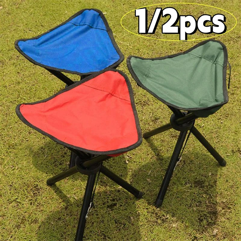 Picnic Outdoor Camping Portable Folding Chair Iron Foldable Three-Legged Stool Seat Hiking Tools Leisure Fishing Accessories