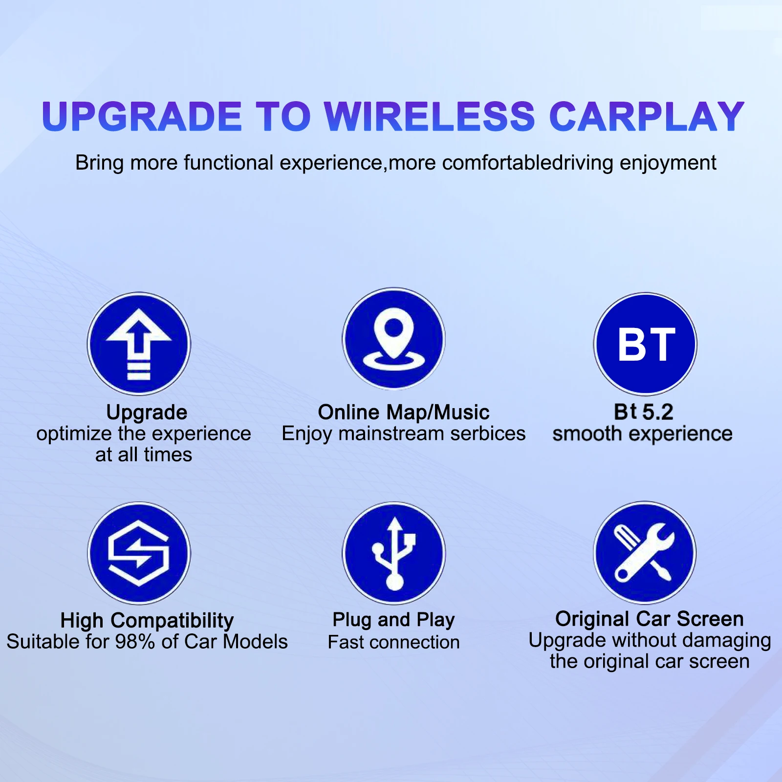 Podofo-Adaptador sem fio Android Auto Carplay, Plug And Play, Bluetooth, Wi-Fi, VW, Audi, Toyota, Honda, Auto