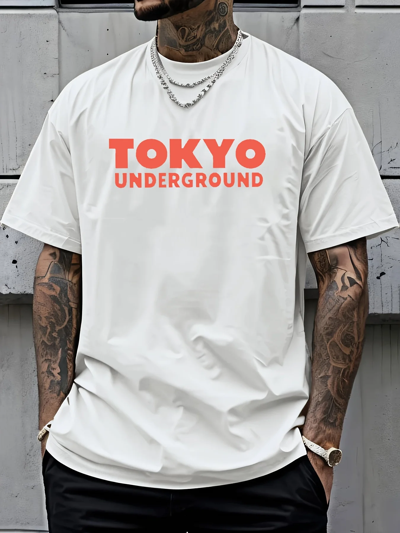 Herren 100% Baumwoll-T-Shirt für Sommer Casual Street Style Tokyo Underground Drifting Racing Druck Lockeres Kurzarm-T-Shirt – Detail 2