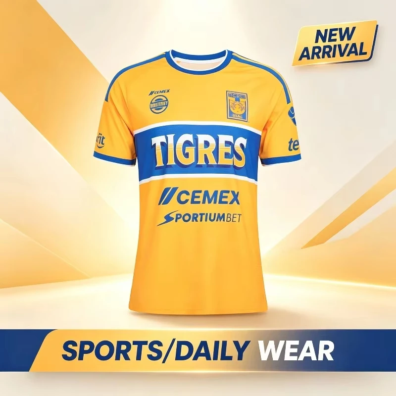 26-27 Tigres UANL-style Football Jersey Men Adult Kid Short Sleeve Soccer Shirts Summer Sport Uniform Casual Fan Tops Sportswear