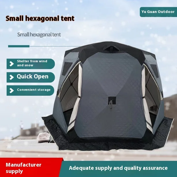 Hexagonal Ice Fishing Tent with Speed Opening and Windproof Insulation Windproof Cover, and Thermal Insulation