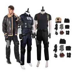 Adult Fantasia Leon S Cosplay Kennedy Costume Adult Men Jacket Coat Pant Gloves Leg Bag Outfits Halloween Carnival Party Suit