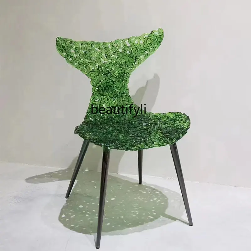 yj Epoxy Resin Artistic Chair Stool Home Dining Chair Transparent