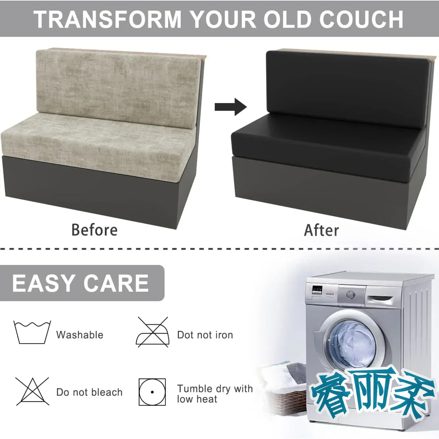 PU Leather RV Dinette Cushion Cover Set of 2 Waterproof Camper Cushion Slipcover RV Couch Cover RV Camper Car Bench Washable