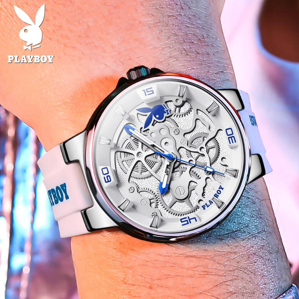 PLAYBOY High Quality Sports Quartz Watch for Men Fashion Silicone Strap Man Wristwatch Waterproof Luxury Top Brand Men\'s Watches