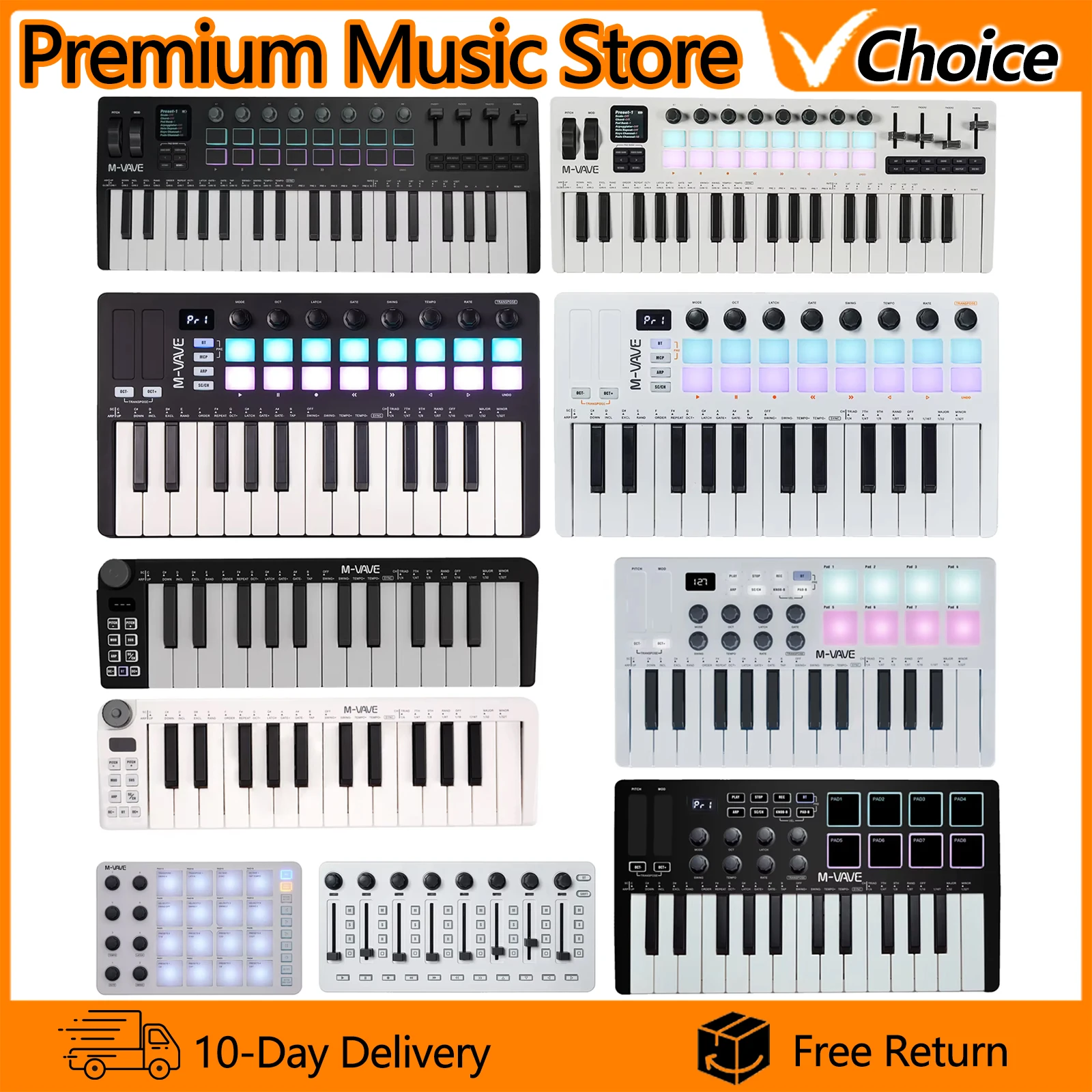 

MIDI-клавиатура M-VAVE SMK-37 PRO/SMK-25 II/SMK-25/SMK-25 MINI/ 37/25-клавишная MIDI-клавиатура-пианино, микшерный пульт SMC-Mixer
