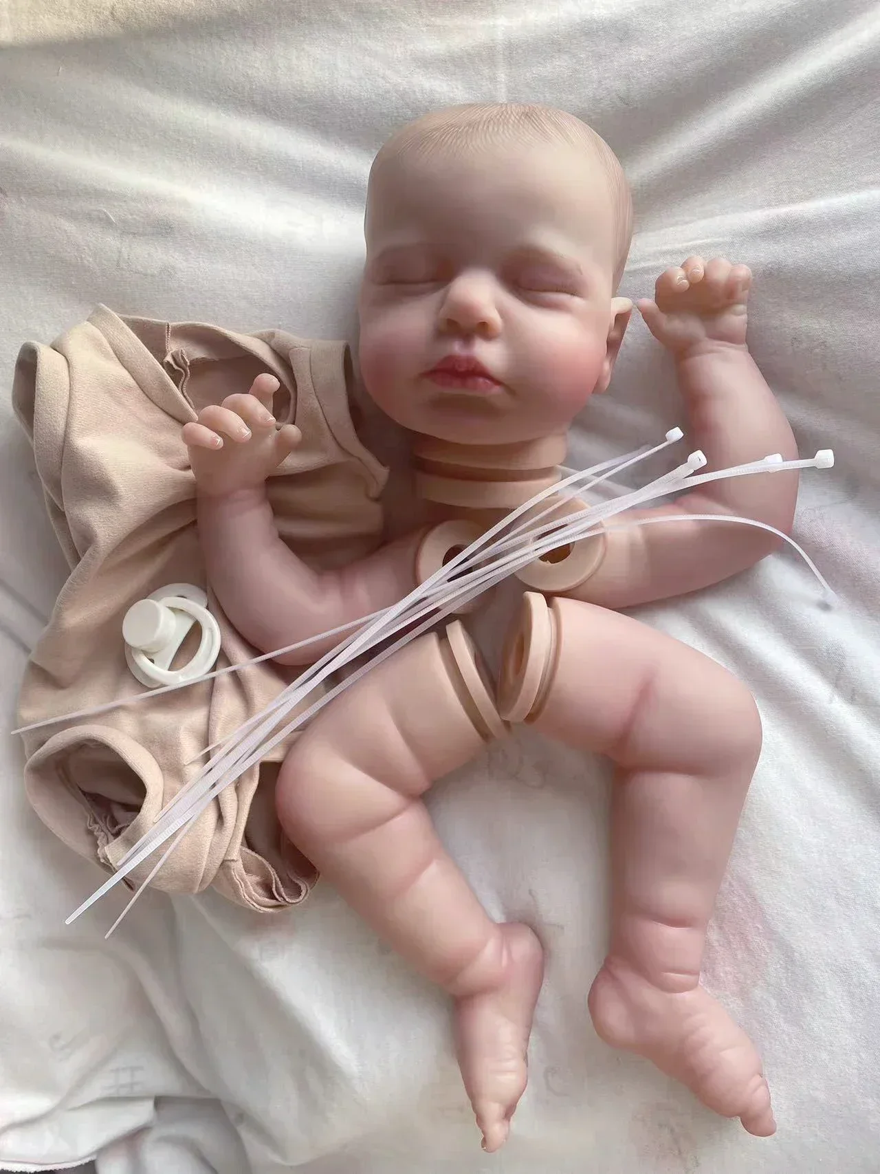 Loulou Reborn Doll Kit 19inch Lifelike Unfinished Soft Touch Multiple Layers Painting Doll Parts Visible Veins Hand Painted Hair