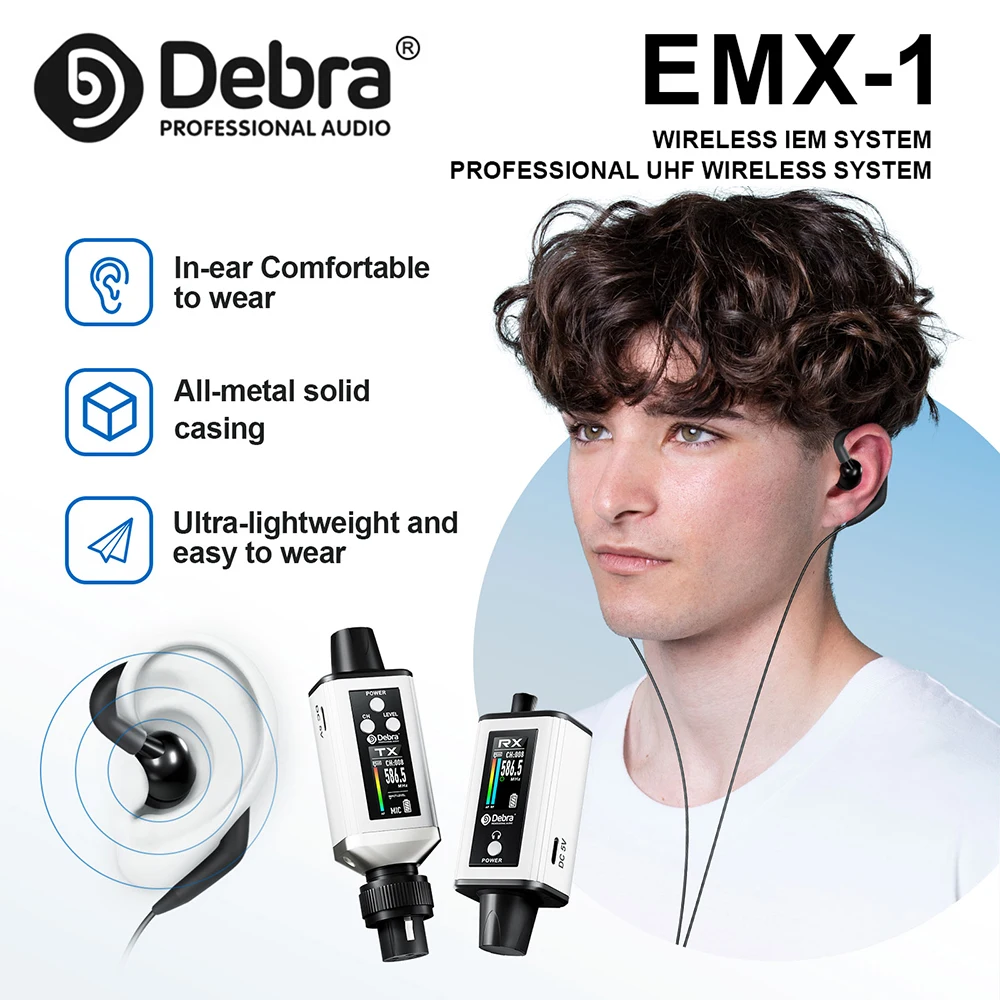 Sistema di monitoraggio wireless EMX-1, sistema wireless ricaricabile UHF portatile per strumenti musicali, microfono dinamico cablato