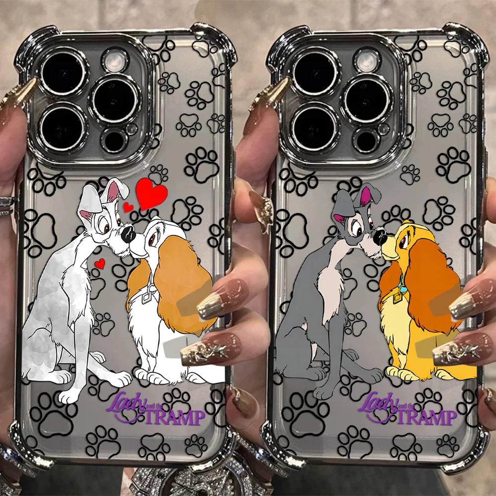HOT Cartoon Lady And The Tramp Plating Phone Case For Samsung S26 S25 S24 S23 S22 S21 S20 FE Note20 Edge Plus Ultra 4G 5G Anti