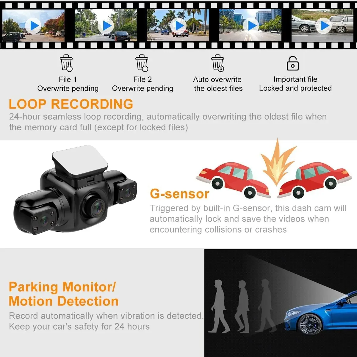 2026 REXING 4 Cameras 1080p Dash Camera Car Dvr For Night Vision Car Black Box Hd 4ch Hidden Car Camera Recording Devices