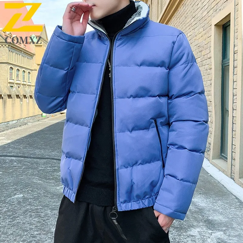 COMXZ Mens Winter Down Cotton Jacket Casual Loose Fit Youth Stand Collar Cotton - Padded Coat Trendy Brand Plus Size Outerwear