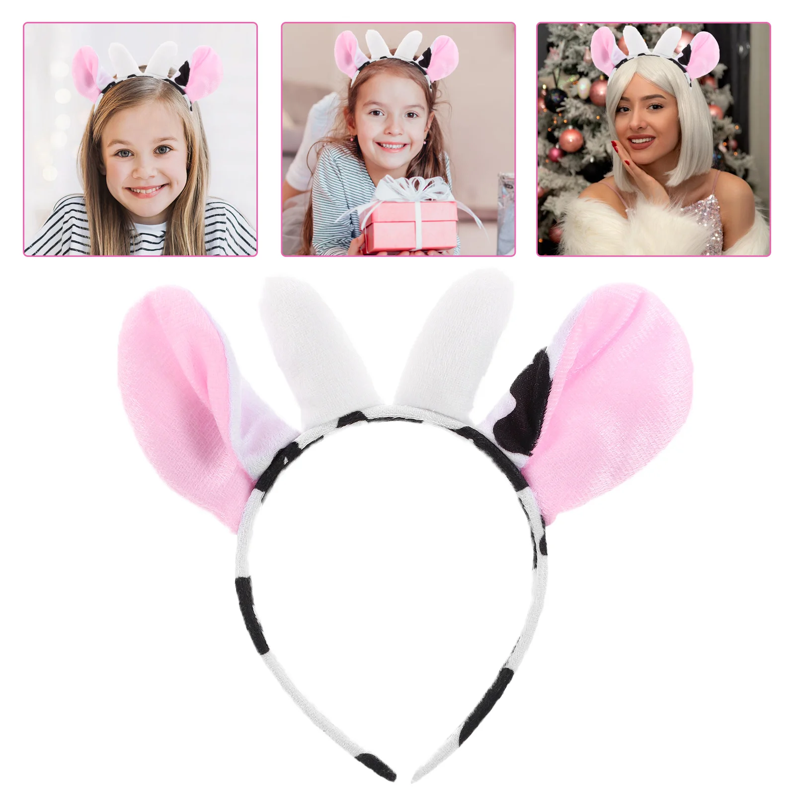 Nakrycie głowy z uszami krowy Zabawna opaska na głowę Dziewczyna Festiwal Kreskówka Drut do włosów dla dziewczynek Opaski na głowę