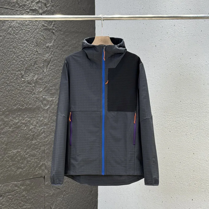Pata al aire libre a prueba de viento e impermeable para hombre, senderismo, deportes de ciclismo, pesca, montañismo, chaqueta de moda para acampar con bloques de Color