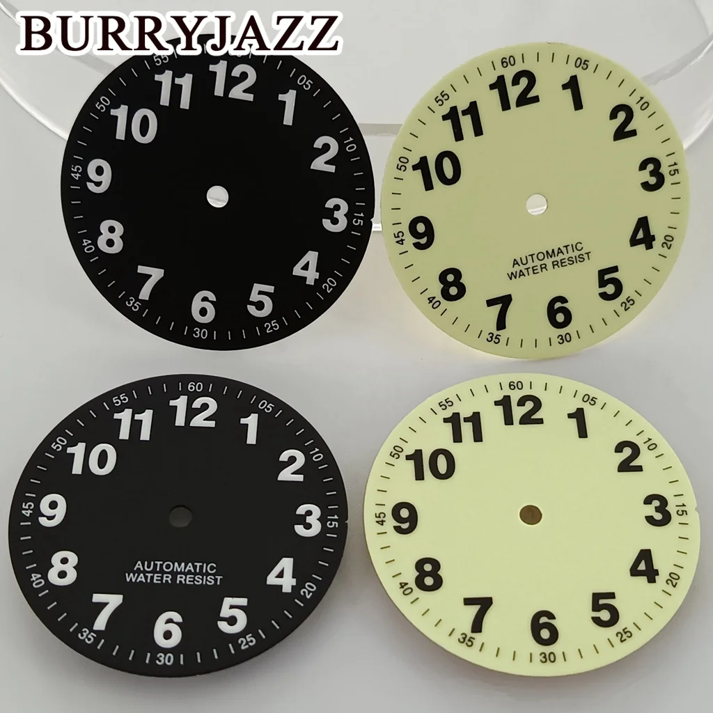 Buryjazz 29mm sem logotipo nh35 nh36 nh38 nh39 eta2824 2836 miyota 8215 8200 mergulhador relógio dial completo c3 verde luminoso enfrenta