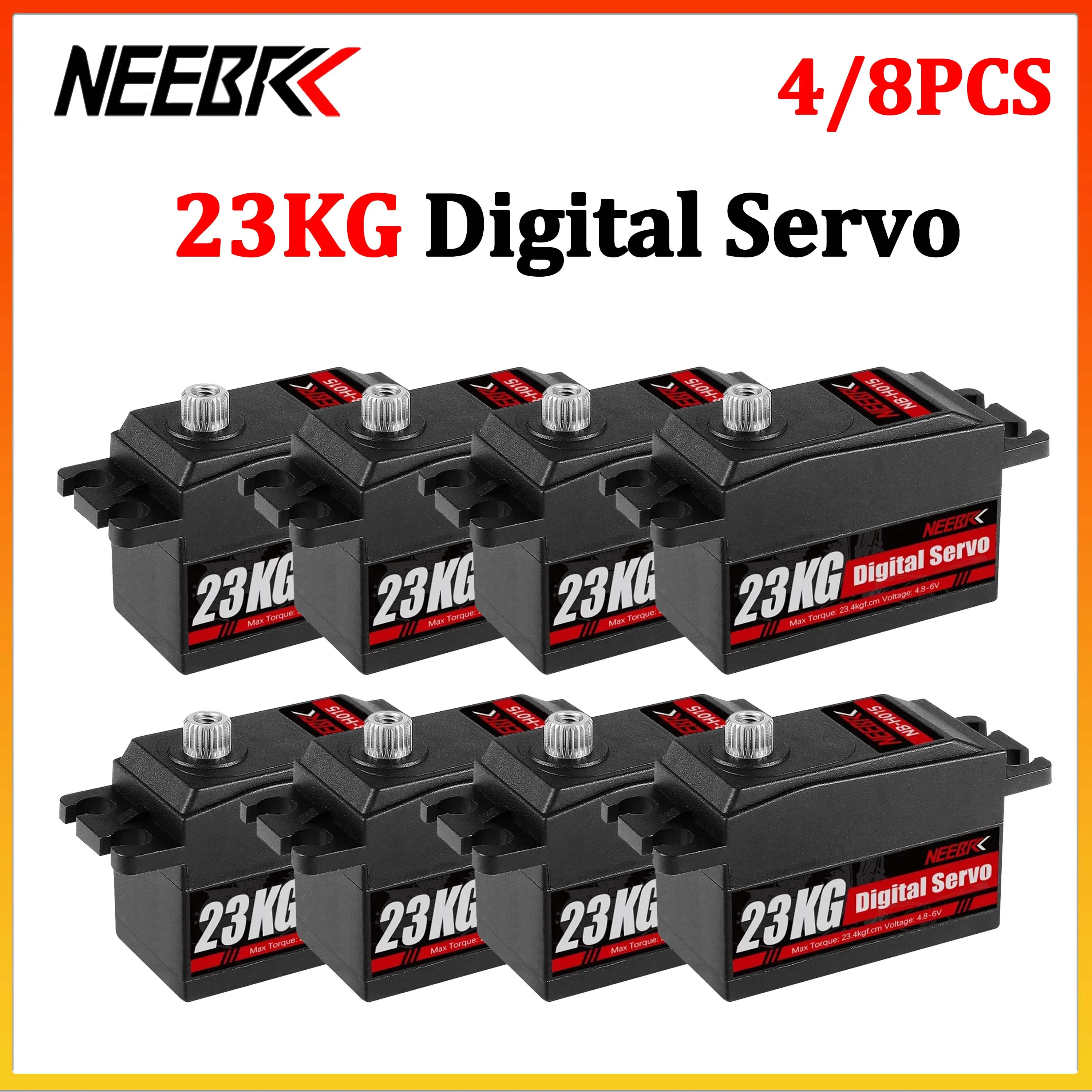 4/8PCS NEEBRC 23KG Low Profile Metal Gear Digital Servo High Torque Short Body for 1/8 1/10 RC Car Crawler Axial Scx10 Wltoys
