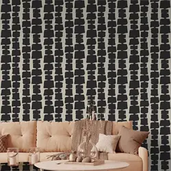 Abstract Dark Gray Shape Wallpaper,Retro Vibe Wall Mural For Home Decor,Self-adhesive Or Tradition Non-woven Geometric Papers