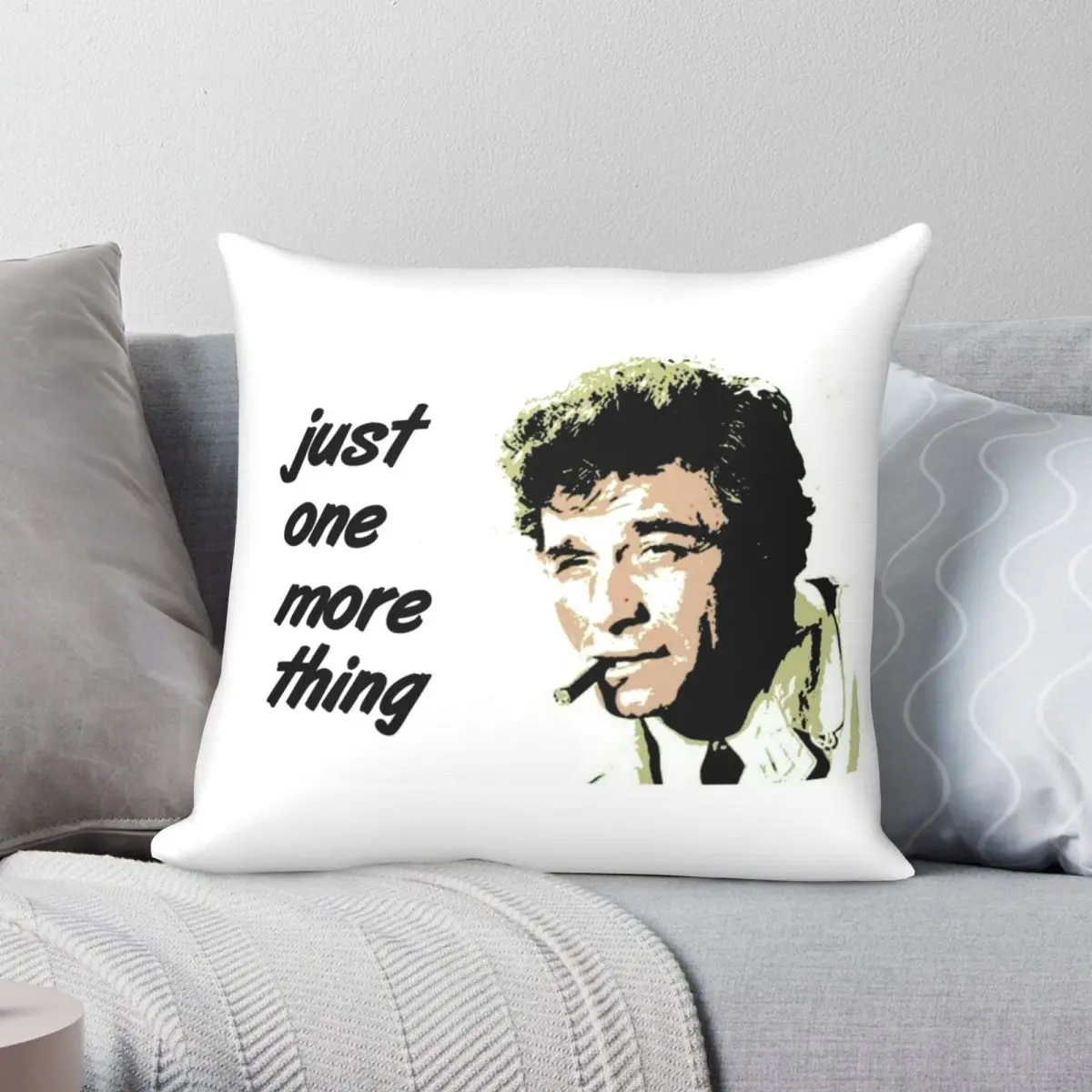 Columbo Pillowcase Polyester Linen Velvet Printed Zip Decor Throw Pillow Case Car Cushion Case