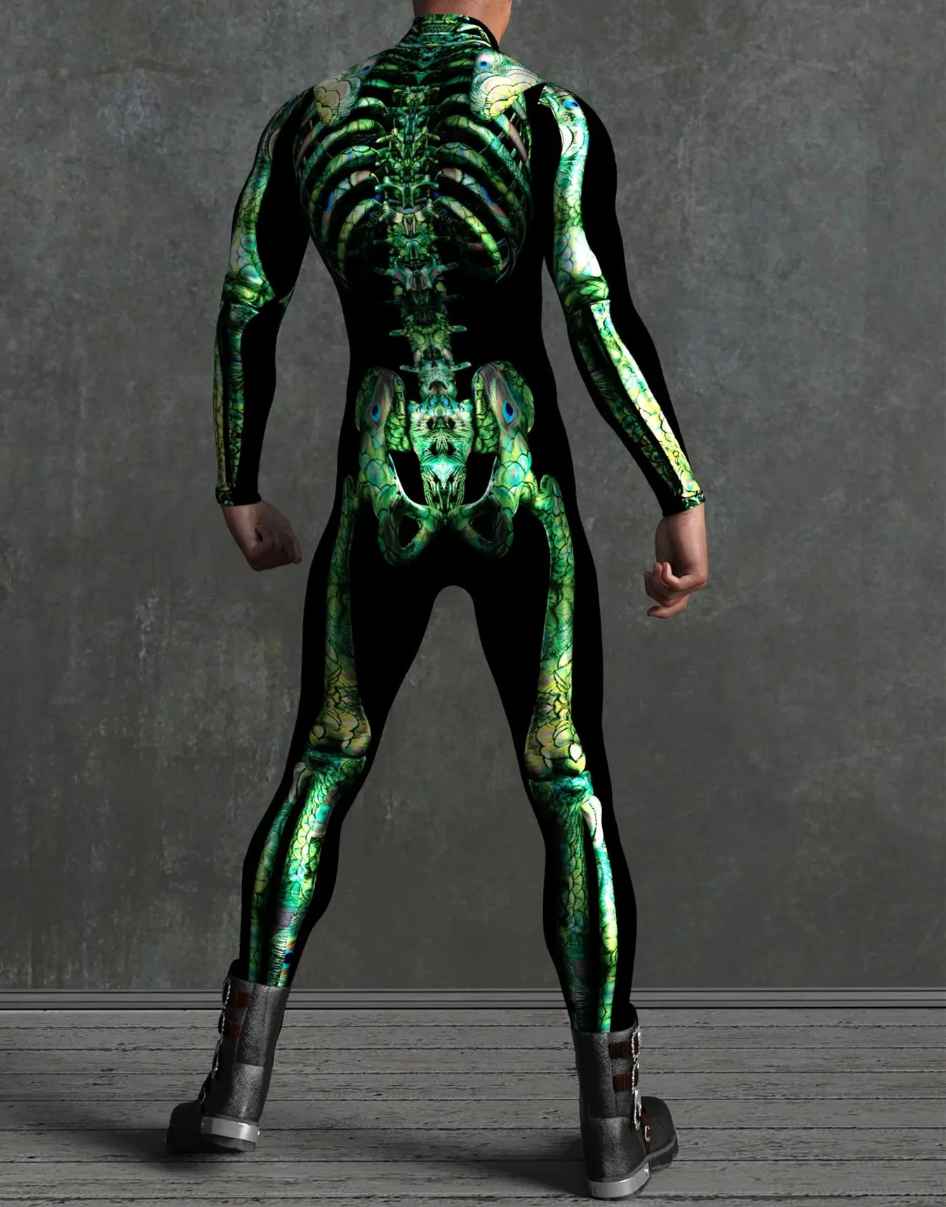 Halloween Skinny Damen Bedruckter Bunter Totenkopf Cosplay Jumpsuit Cyberpunk Zentai Anzug Karnevalsparty Aerial Performance Bodysuits – Detail 12