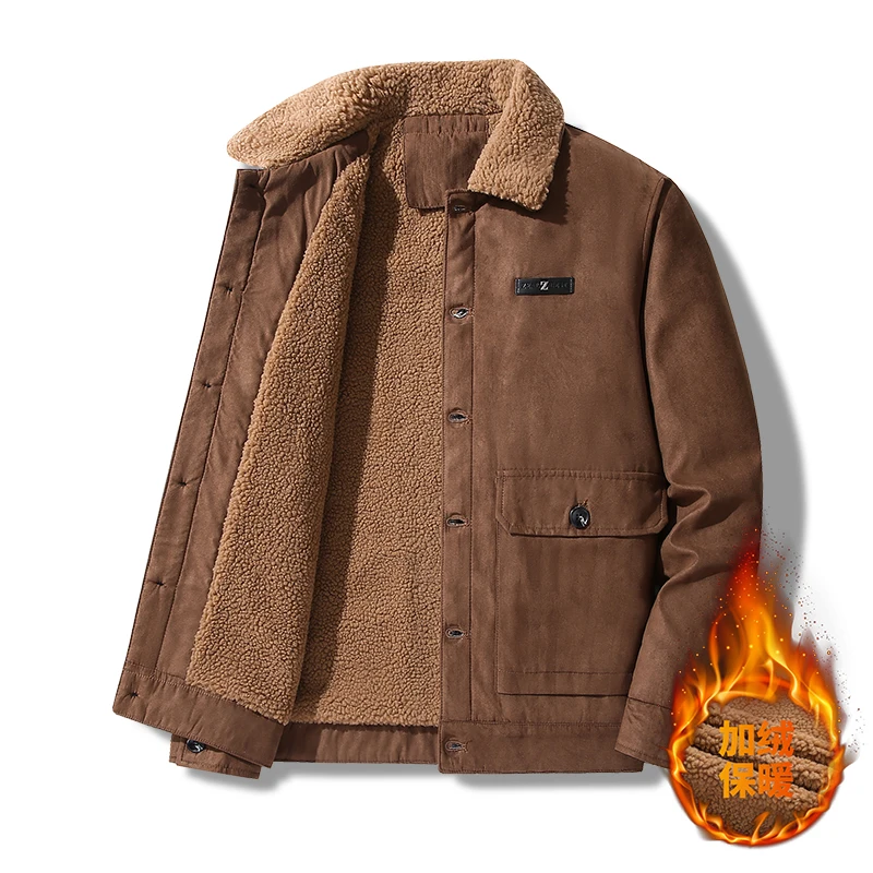 

Мужская осенне-зимняя вельветовая флисовая куртка, мужская зимняя толстая и бархатная куртка, хлопковая куртка, мужская теплая рабочая одежда с меховым воротником