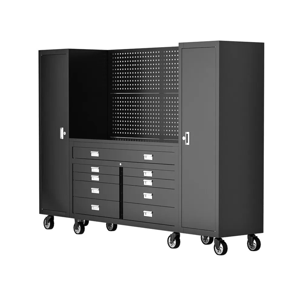 Industrial Heavy Duty Mobile Workbench With Side Single Door Cabinet Locking Wheels Tool Storage For Garage Workshop Factory