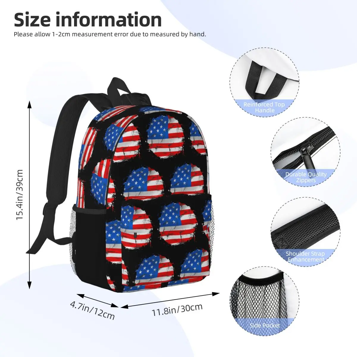 USA America American Flag Backpack Student Boys Girls BookBag Men Women School Bag Laptop Shoulder Bags