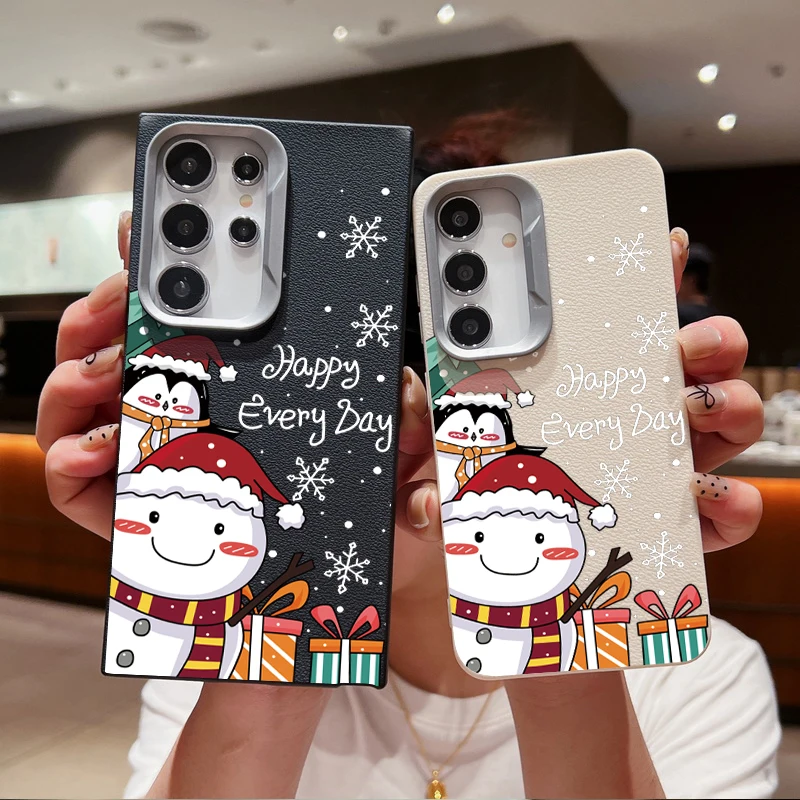 Christmas Snowman Case For Samsung Galaxy A55 A54 5G A35 A25 A15 A16 A52 A53 A14 A34 S20 S21 FE S22 S23 S24 Ultra Silicone Cover