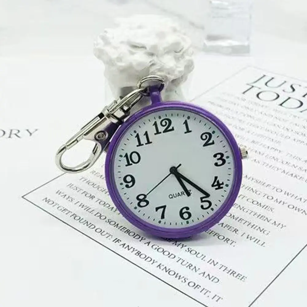 Large Dial Quartz Pocket Watches Luminous Dots Keyring Chest Watches Quartz Movement Minimalist Design Digital Hanging Watches