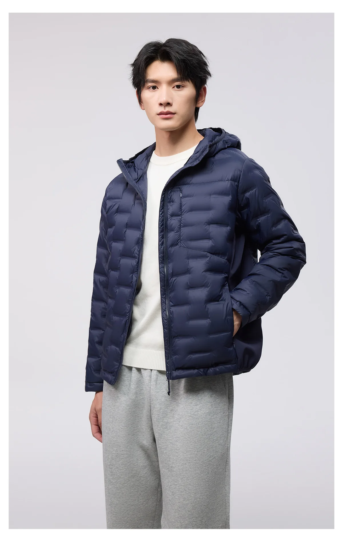 سترة شتوية غير رسمية للرجال 90% بطة بيضاء أسفل الرجال مقنعين سترات رياضية خفيفة للغاية ملابس خارجية دافئة سترات خارجية معطف خارجي