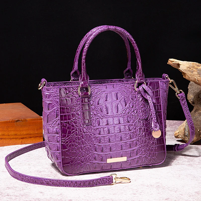 New Crocodile Pattern Tote Bags for Women,Fashion Design Commuter Bag Europe and America Female Vintage Shoulder Crossbody Bag