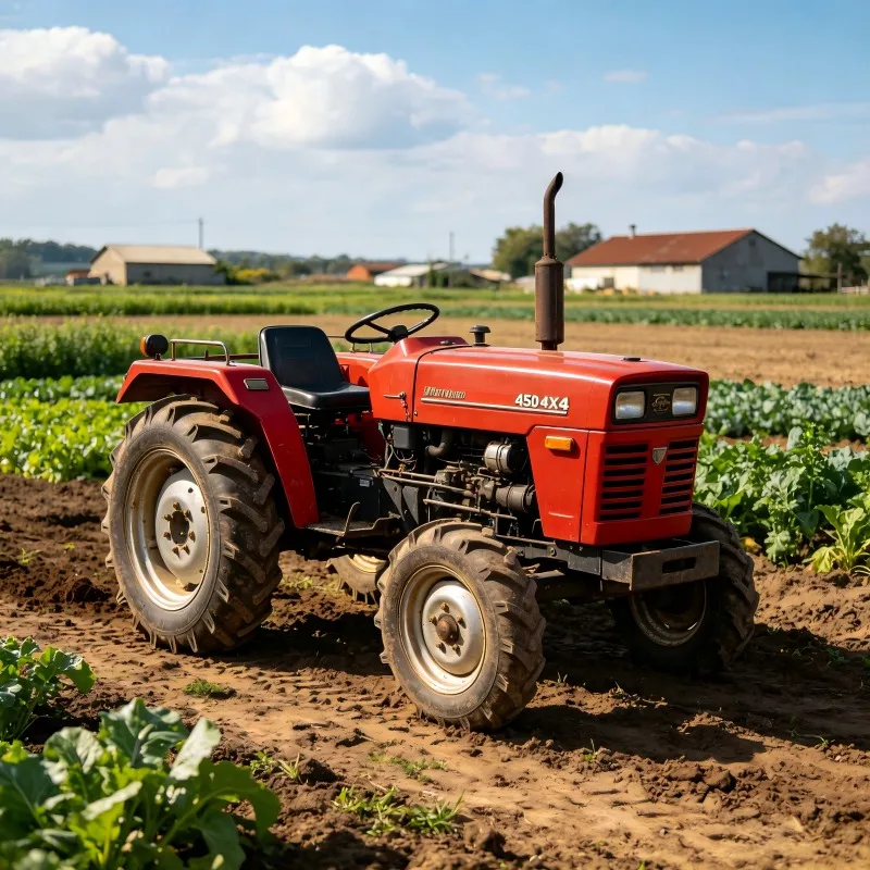 50HP 4×4 Agricultural Mini Tractor, Euro 5 Engine Farm Machine with Loading Shovel and Excavator