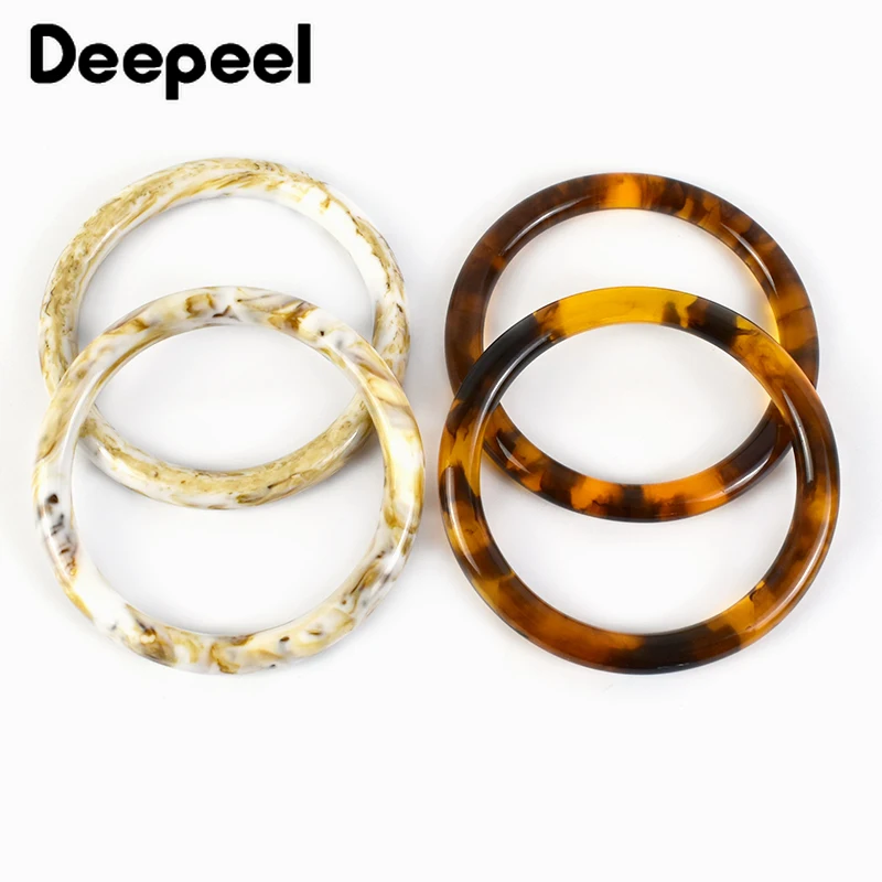 2Pcs=1Pair Deepeel 10cm Resin Ring Bags Handle Fashion Round Handles  Sewing Brackets Handbags Handmade DIY Craft Accessory